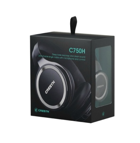 Cresyn C750H Czarne słuchawki HIFI z mikrofonem i pilotem