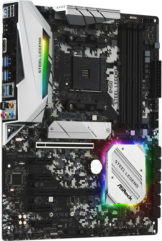 ASRock B450 STEEL LEGEND, AM4, DDR4 3533+, 6 SATA3, HDMI, DP, USB3.1