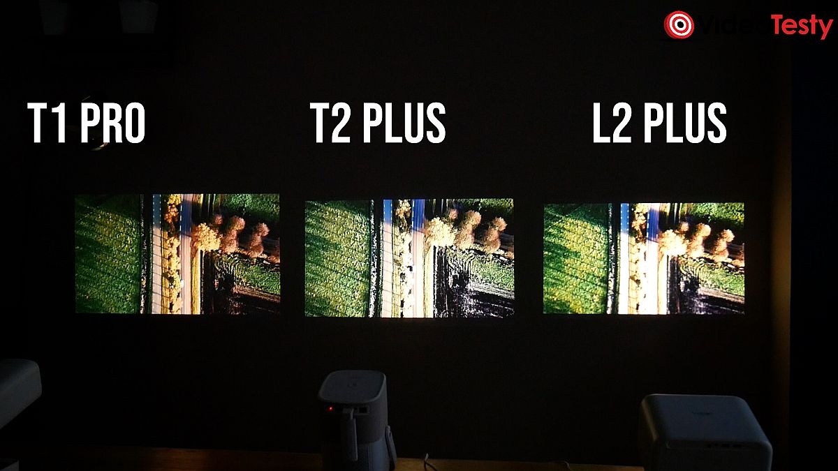 porównanie jakości obrazu projektorów Yaber T1 Pro, T2 Plus i L2 Plus
