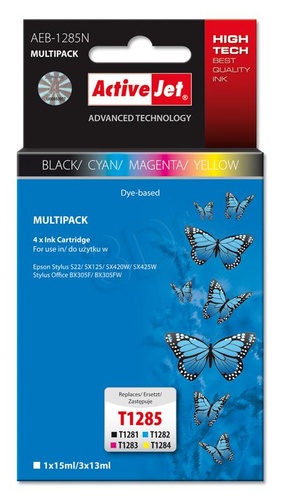 ActiveJet AEB-1285N multipack tusz multipack czarny, cyan, magenta, żółty do drukarki Epson (zamiennik Epson T1285 ) Supreme
