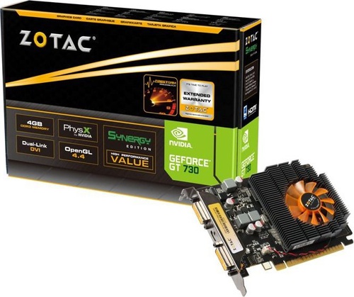 Zotac GeForce GT 730 Synergy Edition 4GB DDR3 (128 bit) 2x DVI, miniHDMI, BOX (ZT-71109-10L)
