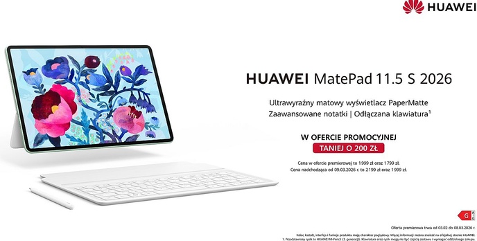 Huawei MatePad 11.5 S 2026 już w Polsce - Tablet z ultrawyraźnym ekranem do nauki i pracy