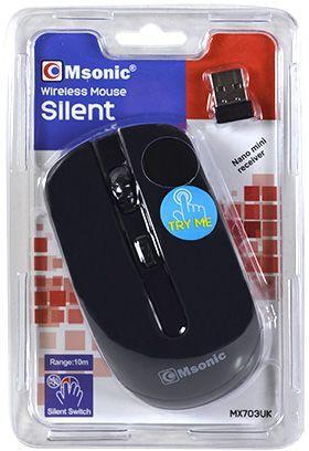 MSONIC MYSZ BEZPRZEWODOWA OPTYCZNA SILENT, 1600DPI, 4 PRZYCISKI MX703UK CZARNA