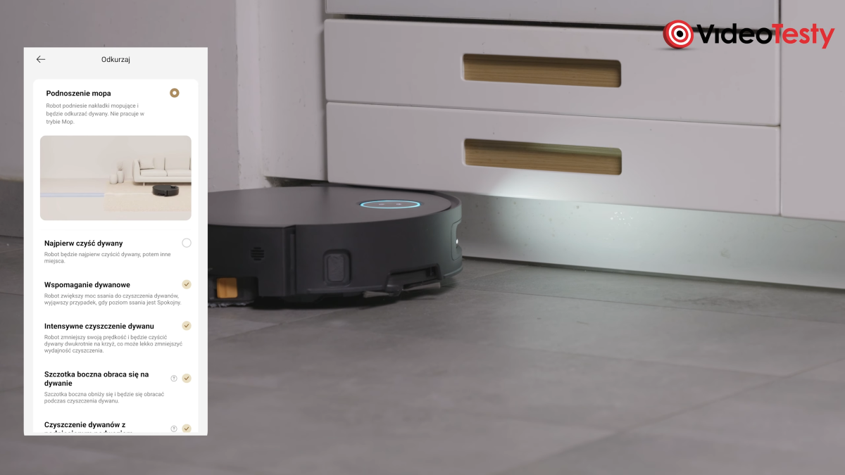 Dodatkowe funkcje w aplikacji Dreame Aqua 10 Ultra Track Complete