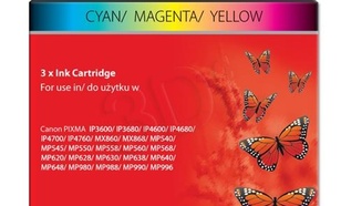ActiveJet AC-M521R multipack tusz cyan, magenta, żółty do drukarki Canon (zamiennik Canon CLI-521) Premium/ chip