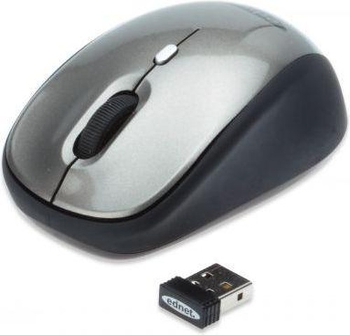 EDNET Mini mysz optyczna, 3 przyciski, 1600dpi, srebrno- czarna