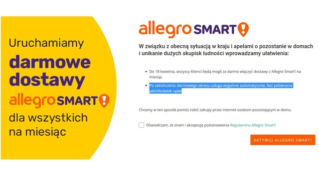Allegro Smart za darmo przez miesiąc