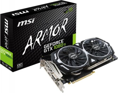 MSI GeForce GTX 1080 Ti ARMOR OC 11GB GDDR5X (352 bit), DL-DVI-D, 2x HDMI, 2x DP, BOX (1080 Ti ARMOR 11G OC)