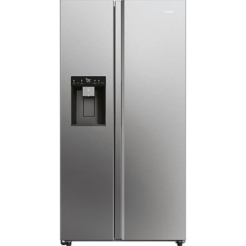 srebrna lodówka wolnostojąca z kostkarką Haier Seria 7 HSW79F18CIMM