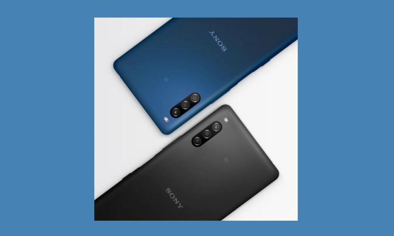 Sony Xperia L4 na niebieskim tle
