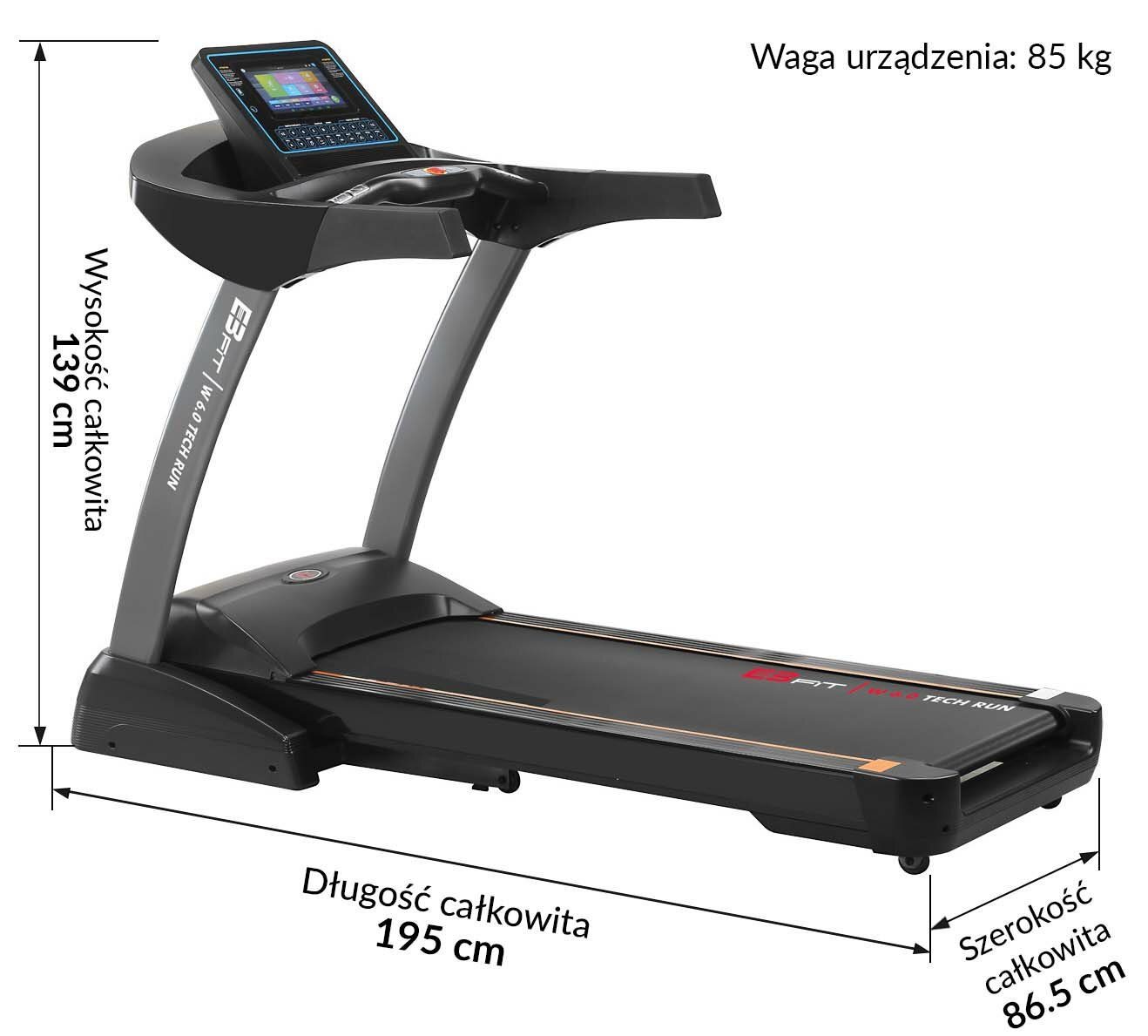 bieżnia EB FIT wymiary
