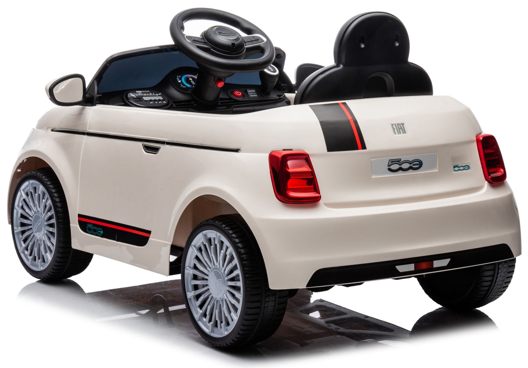 Samochód dla dziecka SUN BABY Fiat 500 kremowy bok tył