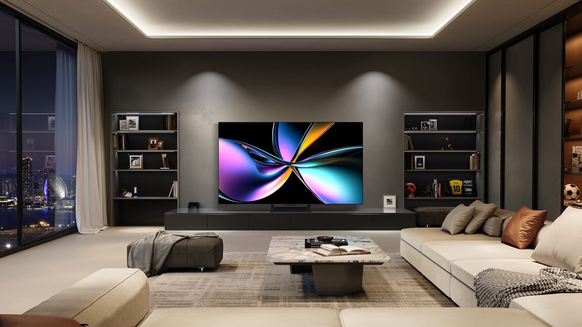 Telewizor HISENSE 65U78Q PRO w salonie