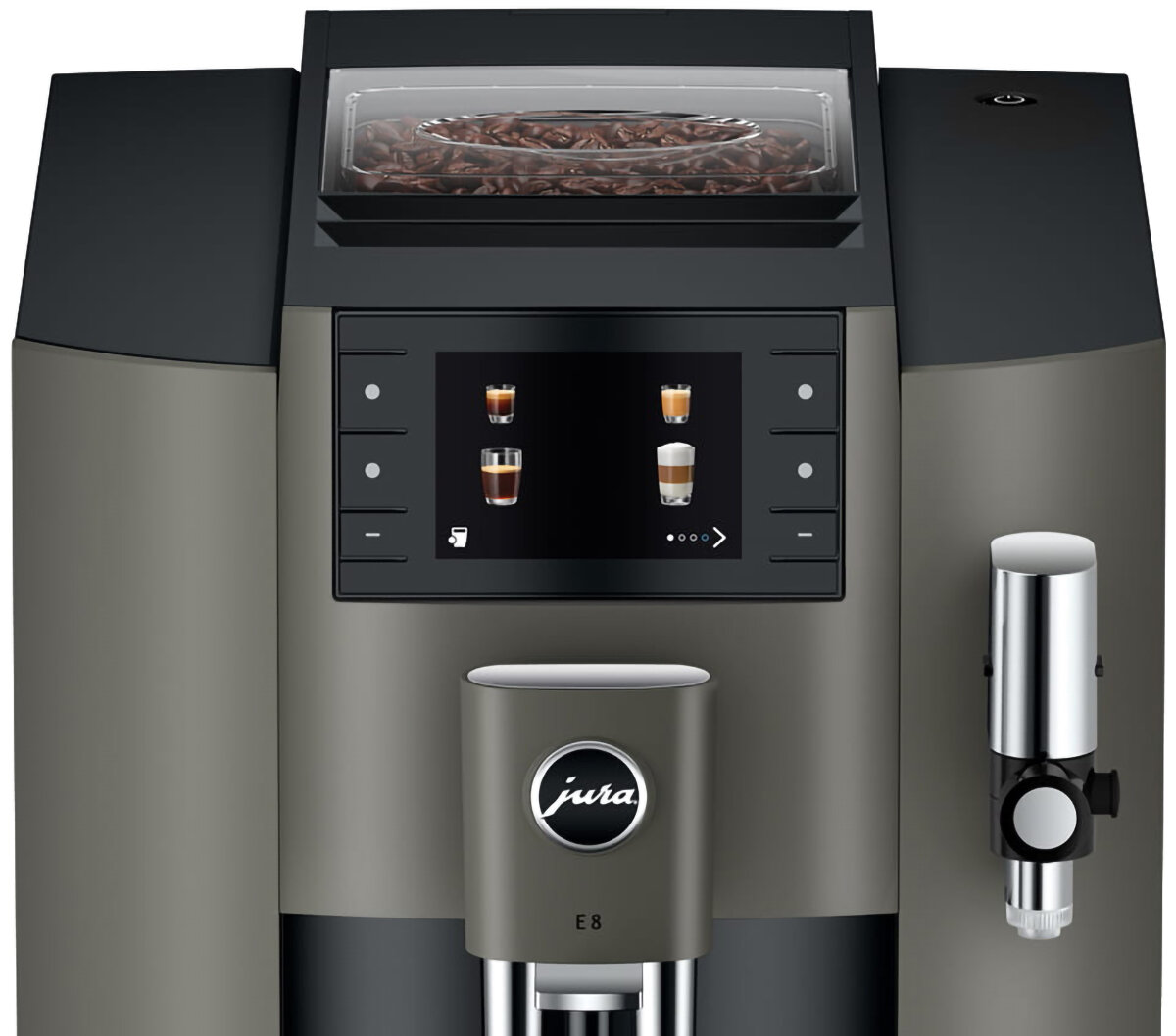 Ekspres JURA E8 Dark Inox EC front wyświetlacz