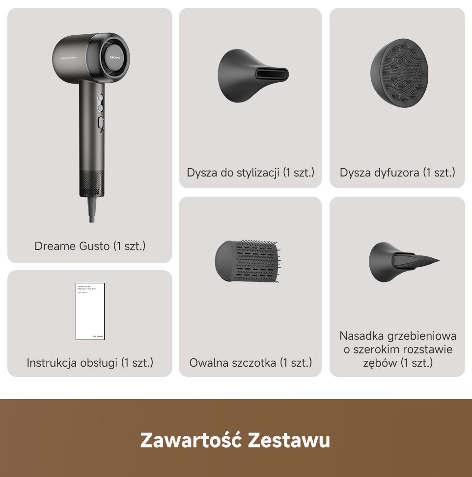 Suszarka DREAME AHG40A Gusto Grey nasadki