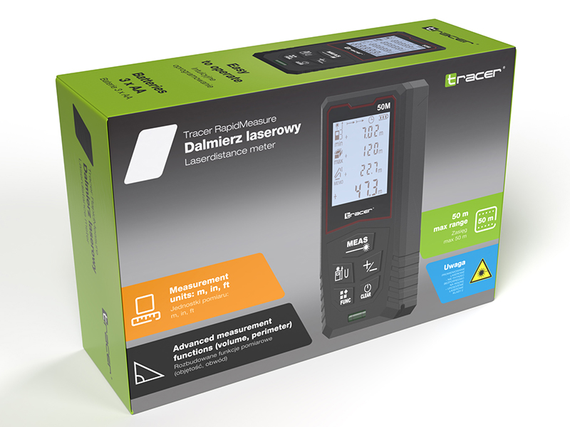 dalmierz laserowy Tracer w pudełku